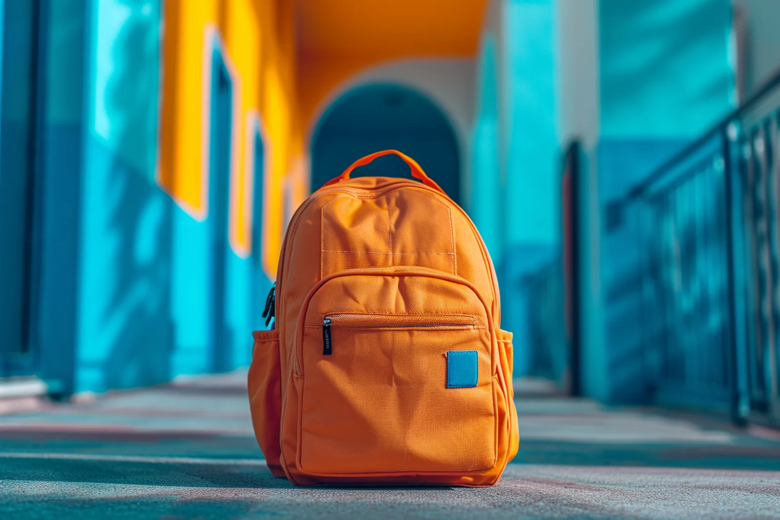 Un enfant et un parent préparent un cartable à roulettes 38 cm dans une entrée lumineuse avant l’école.