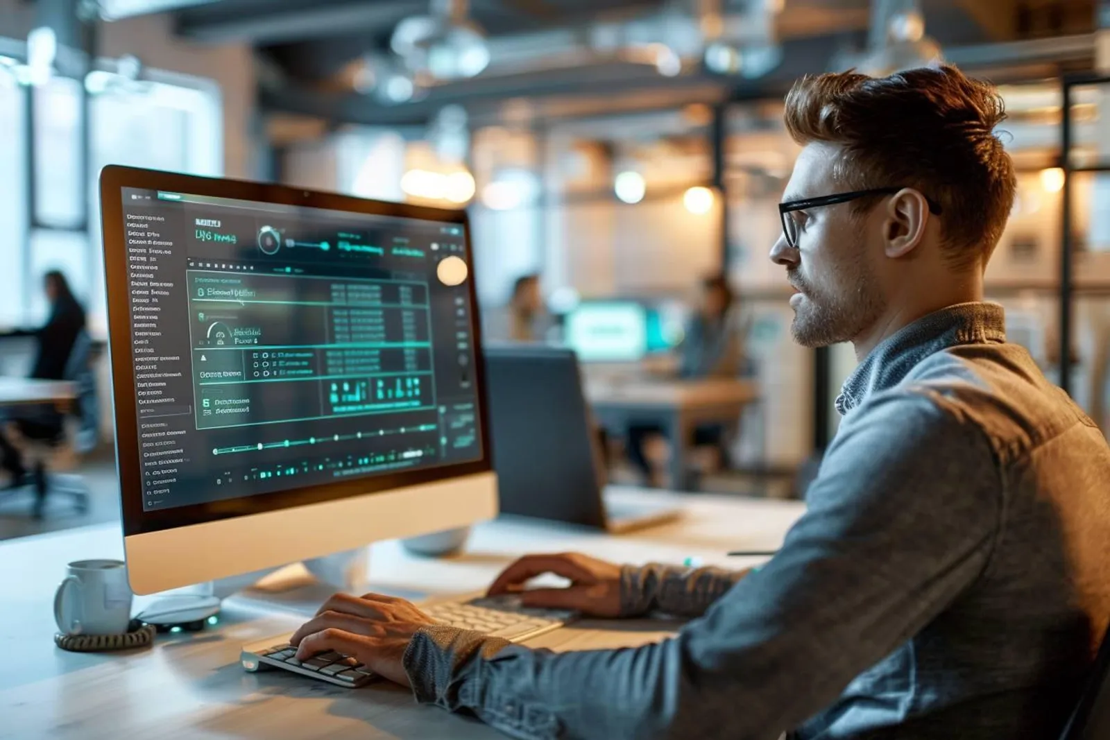 Un administrateur réseau configure des règles d’accès sur un écran de supervision dans une salle informatique moderne.