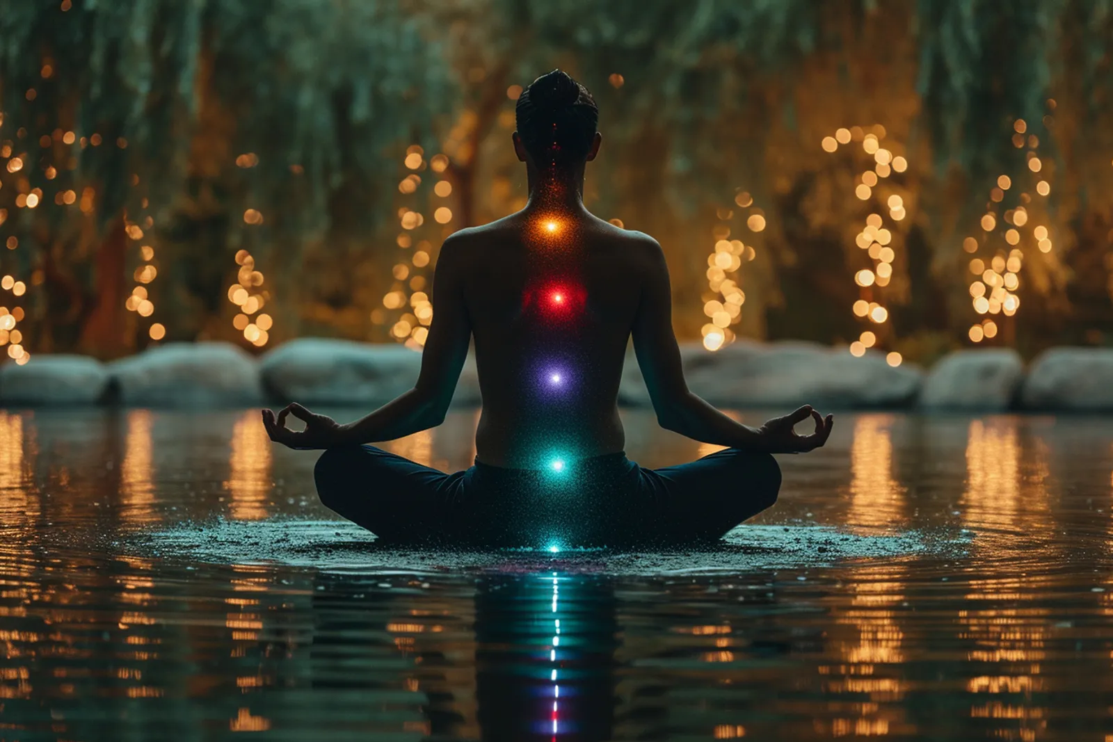 Une personne médite assise dans une pièce lumineuse, dans une ambiance calme et épurée propice au recentrage intérieur.