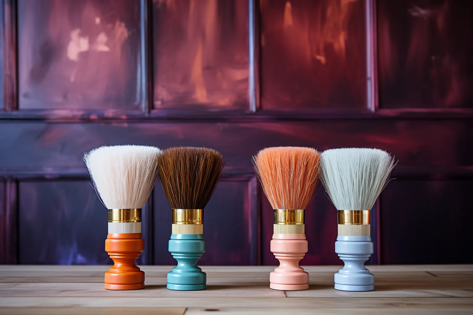 Une personne peint un mur intérieur en deux couleurs avec une séparation nette, sous une lumière naturelle douce.