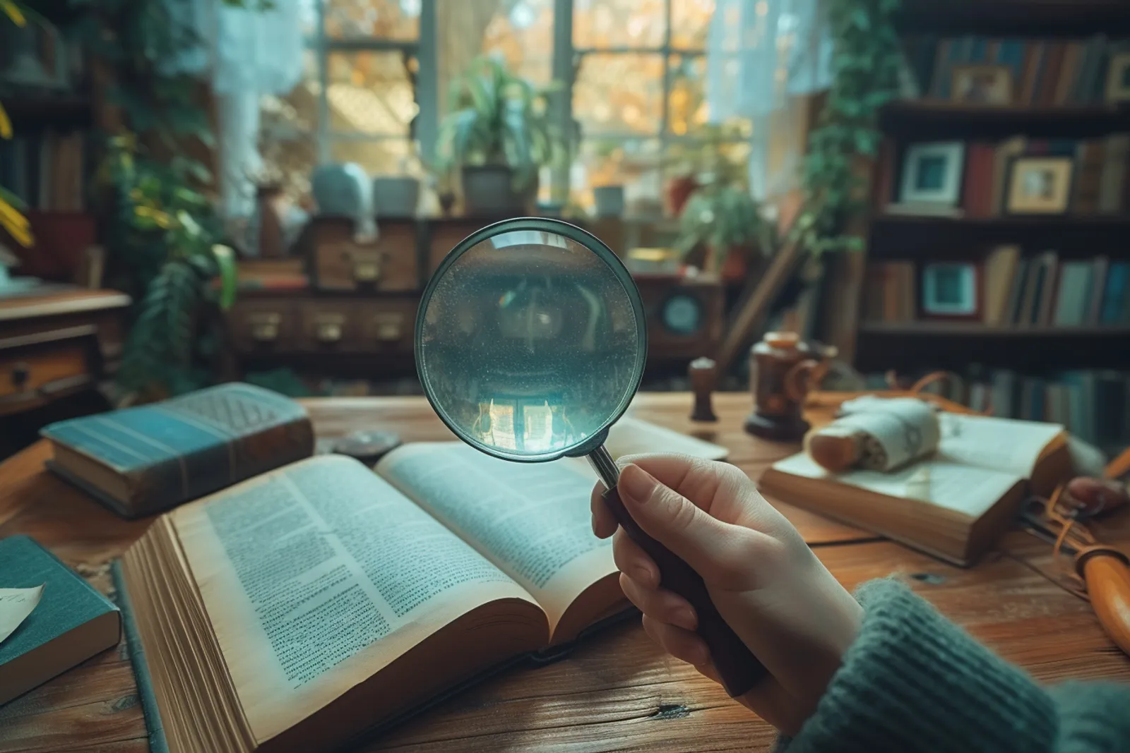 Une personne observe le ciel et prend des notes sur les phénomènes du quotidien dans une ambiance lumineuse et réaliste.