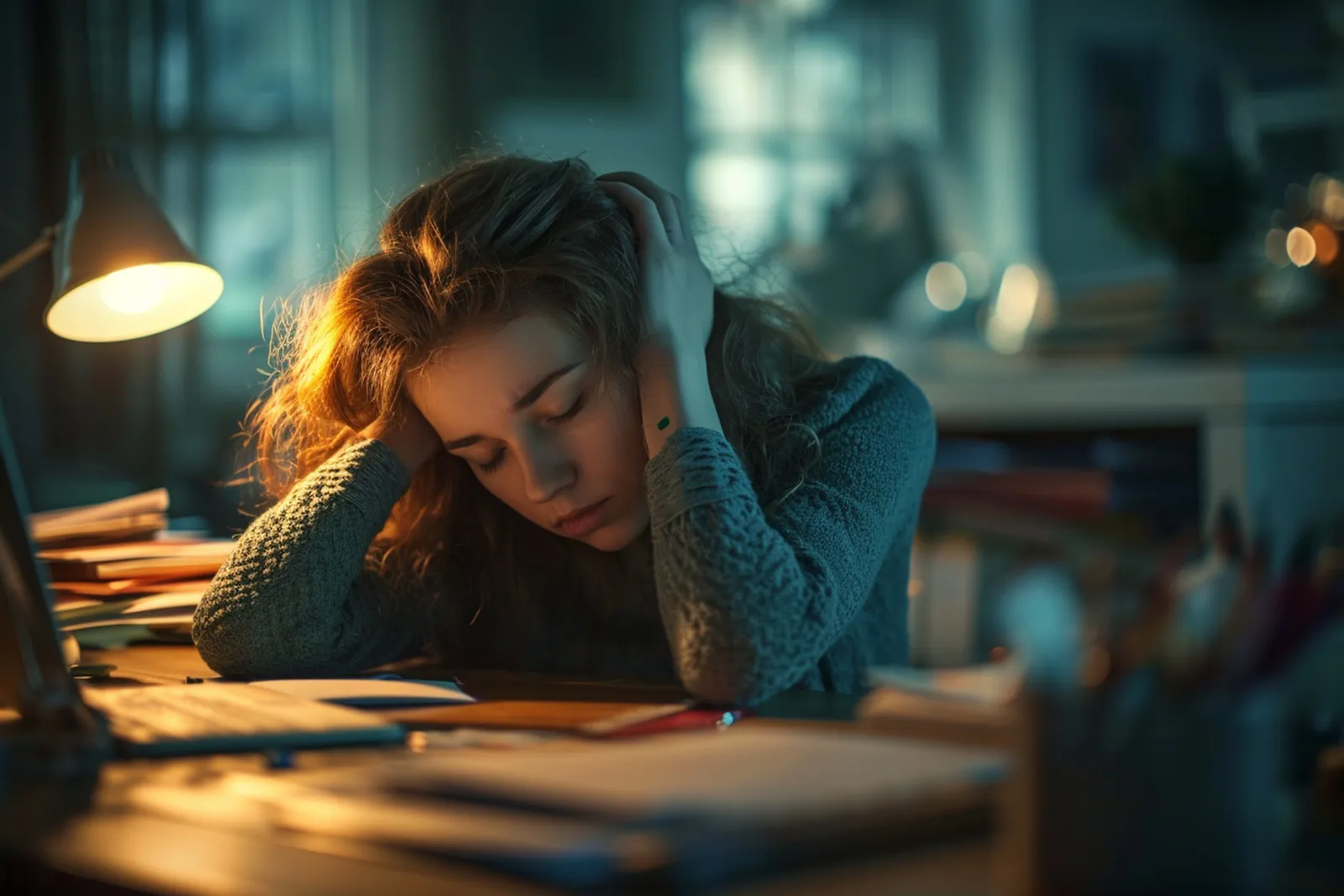 Un adulte actif assis à table le matin, l’air fatigué, devant un carnet et un téléphone, dans une lumière naturelle douce.