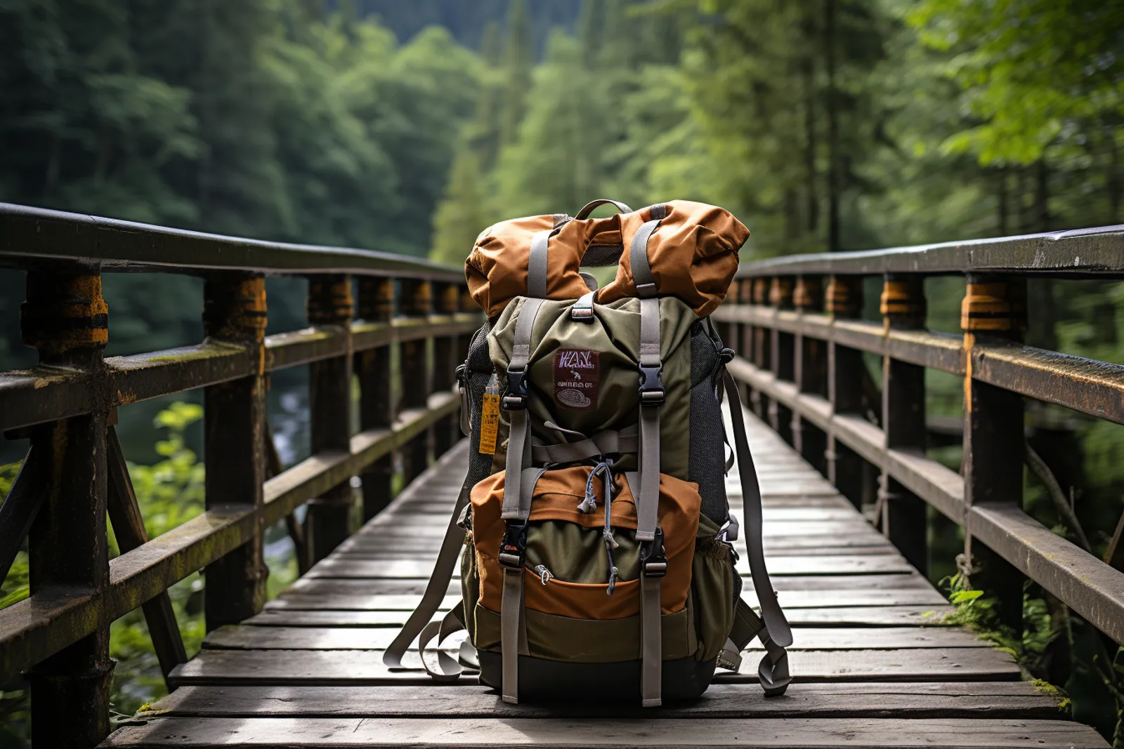 Un voyageur solo prépare son départ dans une gare, avec sac à dos, téléphone et carnet d’itinéraire.