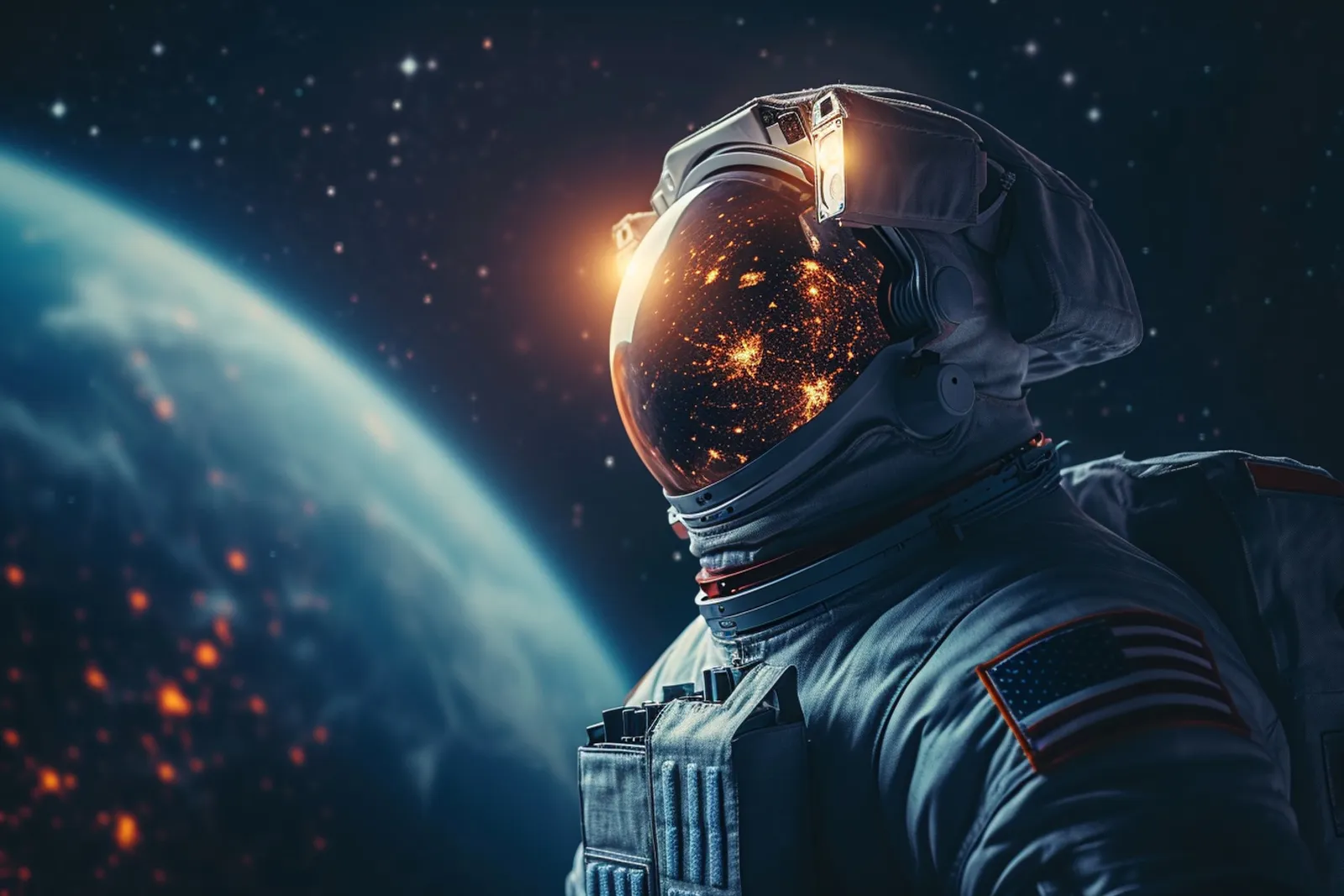 Des ingénieurs suivent sur des écrans une mission spatiale moderne dans une salle de contrôle, avec une fusée et des satellites en arrière-plan.