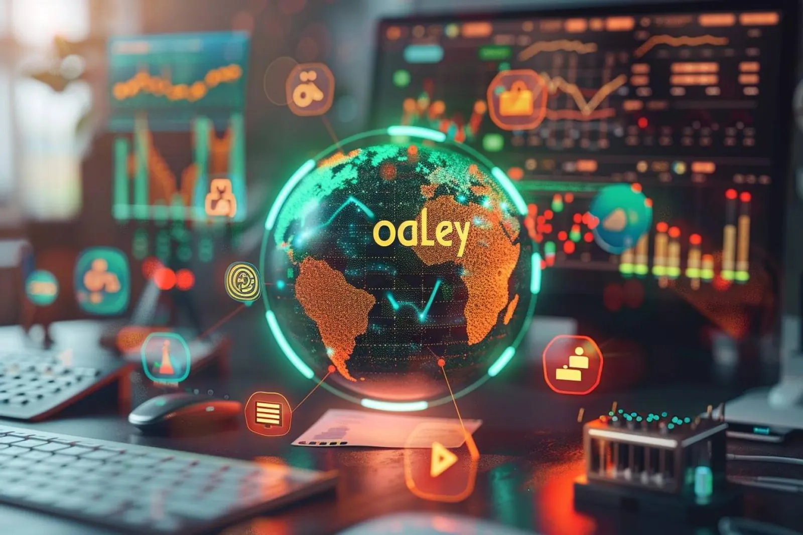 Une personne consulte une carte géographique numérique sur ordinateur portable dans un bureau moderne, avec des notes d’analyse autour d’elle.