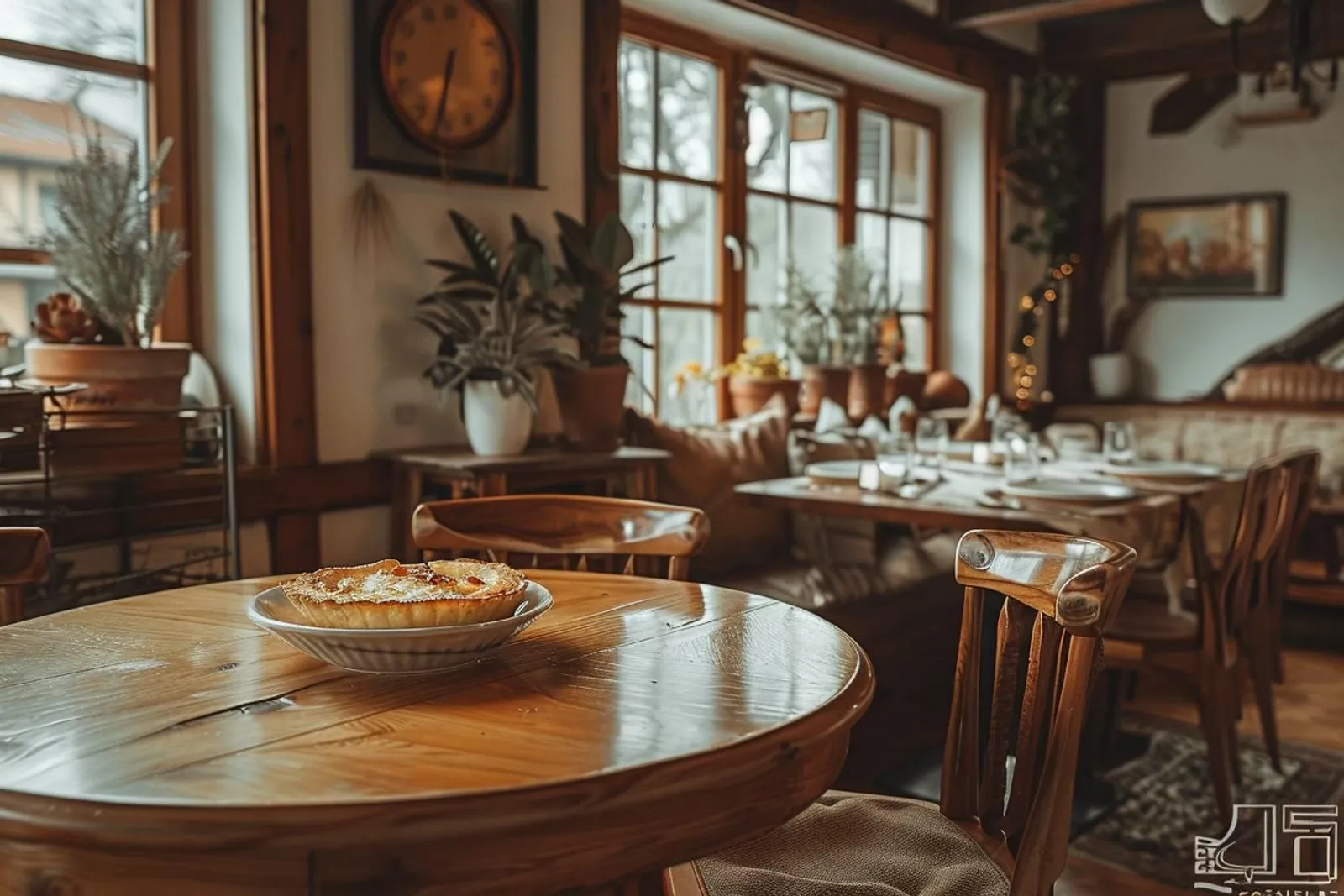 Une table de restaurant familiale dressée dans une ambiance chaleureuse, prête à être offerte en cadeau.