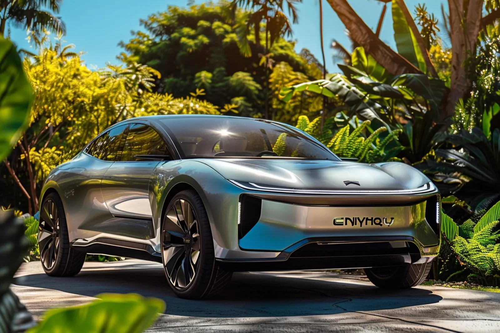 Un SUV électrique Škoda Enyaq garé en ville, au design moderne et à l’allure familiale.